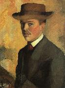 August Macke Self Portrait with Hat  qq china oil painting reproduction